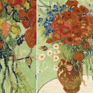 梵高花卉画作品《红色罂粟和雏菊》