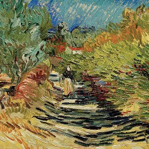 梵高油画作品《圣雷米道路上的女性背影》