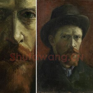 梵高1886年《戴深色毡帽的自画像》肖像画作品