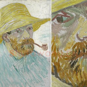 梵高1888年《含着烟斗的自画像》油画作品