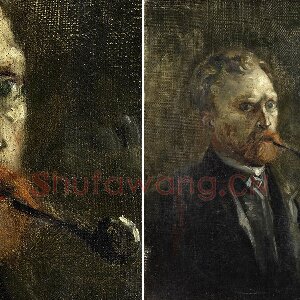 梵高1886年作品《叼着烟斗的自画像》