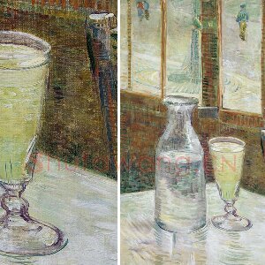 梵高油画作品《有苦艾酒的咖啡桌》