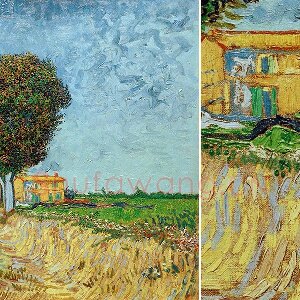 梵高风景画作品《阿尔勒附近的一条小巷》
