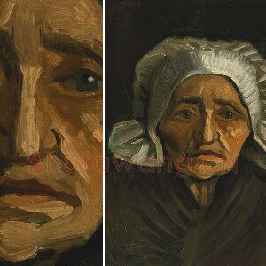 梵高作品《一个戴着白帽子的老年农妇的头像》