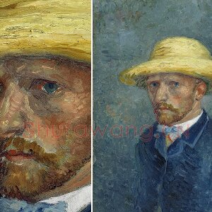 梵高1887年油画《戴草帽与领结的自画像》