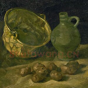 梵高作品《铜锅和壶与土豆的静物》