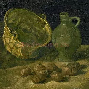 梵高作品《铜锅和壶与土豆的静物》