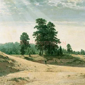 希施金风景画《沙地的树》