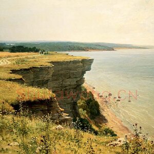 希施金油画海景《在芬兰湾的岸边》