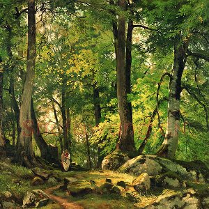 希施金油画风景《瑞士的水青冈森林》