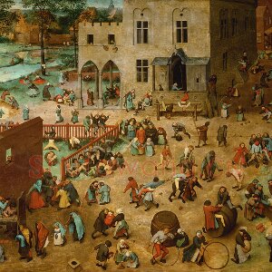 老勃鲁盖尔油画作品《孩子们的游戏》