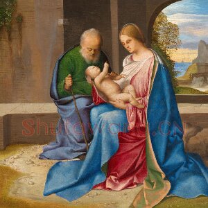 乔尔乔内油画作品《神圣家族》