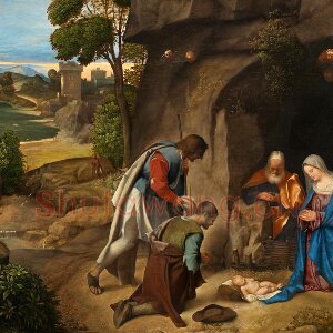 乔尔乔内油画作品《牧羊人的朝拜》