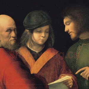 乔尔乔内油画作品《三代人》