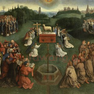 扬‧范艾克祭坛画作品《羔羊的颂赞》又名《羊的崇拜》