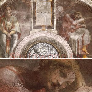 米开朗基罗西斯廷教堂天顶壁画 基督的祖先阿米拿达