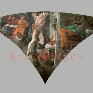 米开朗基罗西斯廷教堂天顶壁画《哈曼的惩罚》