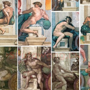西斯廷教堂米开朗基罗壁画“Ignudo”系列《男性裸体肖像》
