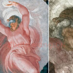 米开朗基罗西斯廷教堂壁画《上帝将光明与黑暗分开》