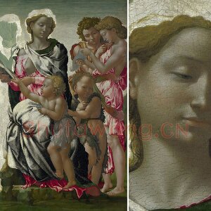 米开朗基罗作品《圣母子与圣约翰和天使》