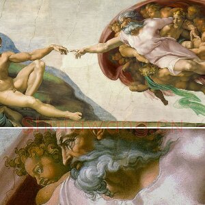 米开朗基罗壁画作品《创造亚当》