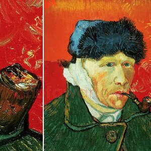 梵高《割掉耳朵后叼着烟斗的自画像》
