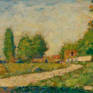 乔治·修拉油画风景写生《田园风景》