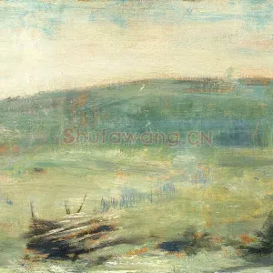 修拉油画风景作品《圣图安风景》