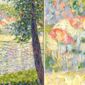 修拉点彩画作品《晨间漫步》