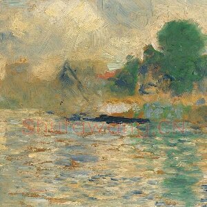 修拉油画风景《塞纳河》