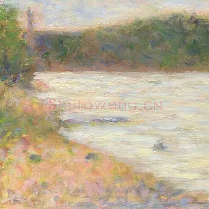 新印象派修拉油画风景《河岸》
