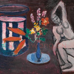 马蒂斯油画静物《金鱼》