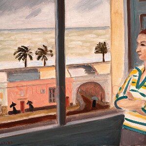 马蒂斯作品《眺望大海的年轻女子,暴风雨天气》