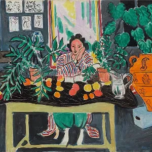 马蒂斯作品《带有伊特鲁里亚花瓶的室内》