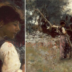 萨金特油画作品《卡普里女孩》